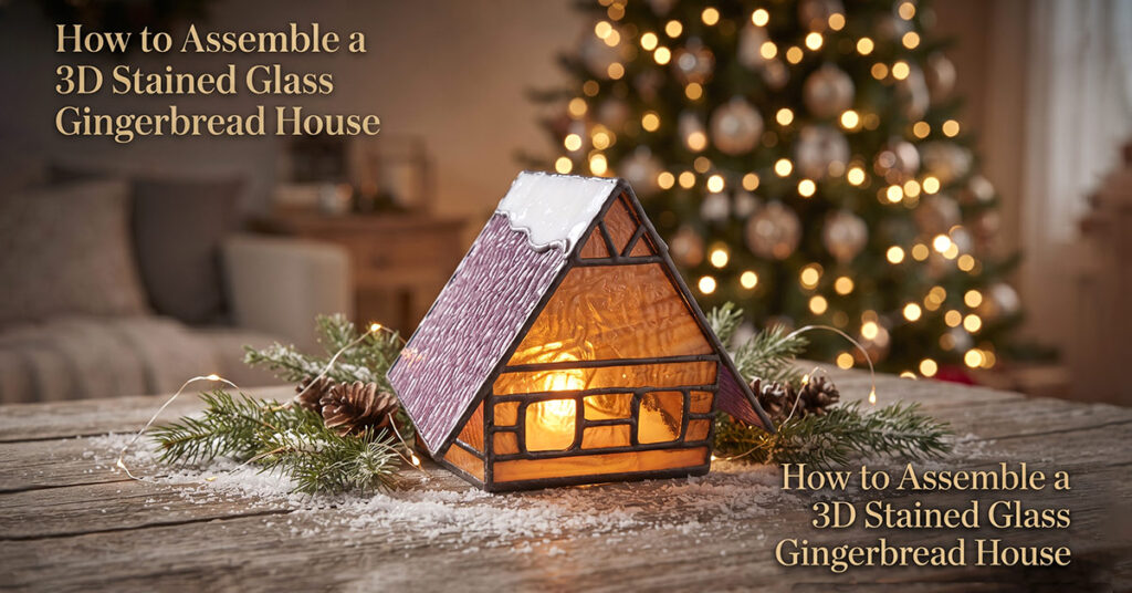 banner guide: how to assemble a 3D stained glass gingerbread house