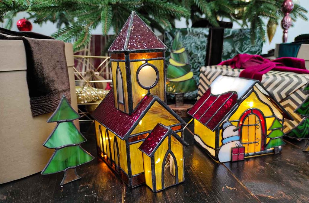 Christmas Village Stained Glass