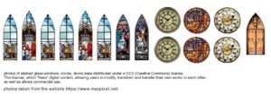 Printable stained glass window stickers for doors and clocks
