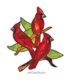 Family of Cardinal Stained Glass Pattern - window decor