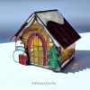 3d Stained Glass Pattern House-1 Christmas Village - window decor