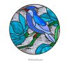 Bluebird Stained Glass Pattern on Magnolia Branch - window decor