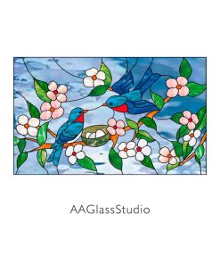 Bluebird Stained Glass Pattern Transom Windows Decor - window decor