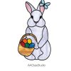 Easter Stained Glass Pattern: Cute Bunny with Egg Basket - window decor