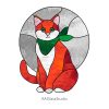 Cute Cat Stained Glass Pattern Japanese Cat - window decor