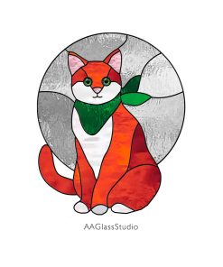 Cute Cat Stained Glass Pattern Japanese Cat - window decor