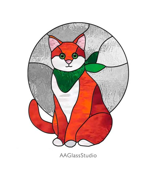 Cute Cat Stained Glass Pattern Japanese Cat - window decor