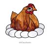 Chicken Stained Glass Pattern Laying Hen With Eggs - window decor