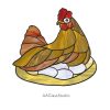 Chicken Stained Glass Pattern Brood Hen With Eggs - window decor