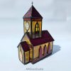 3d Stained Glass Pattern Church-1 Christmas Village - window decor