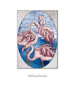 Three Flamingo Stained Glass Pattern Wall Decor - window decor