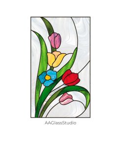 Chic Flower Stained Glass Pattern - Rectangular Panel Decor! - window decor