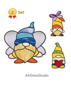 Fairy Gnome Stained Glass Pattern Set 1 Of 3 Items - window decor