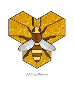 Charming Honey Bee Stained Glass Pattern for Garden Art - window decor