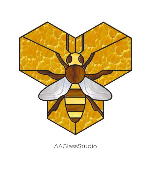 Charming Honey Bee Stained Glass Pattern for Garden Art - window decor