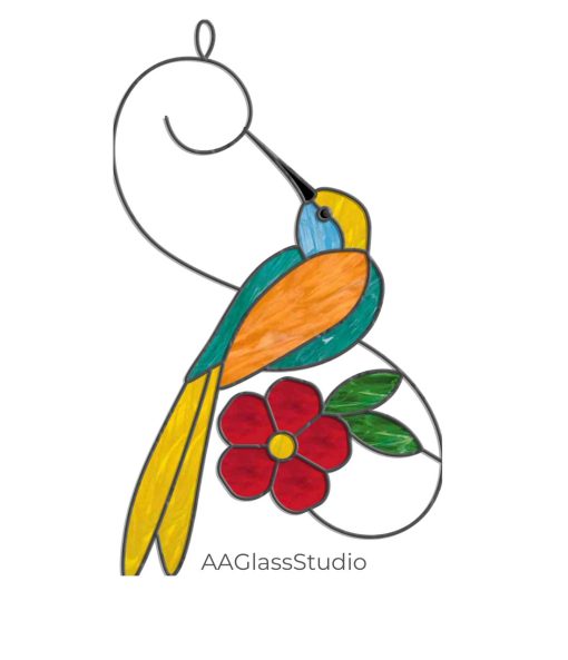 Easy Hummingbird Stained Glass Pattern For Beginners 1 - window decor