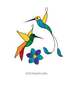 Hummingbird Stained Glass Pattern For Beginner Set 3 - window decor