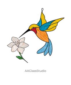 Hummingbird Stained Glass Pattern For Beginner Set 2 - window decor