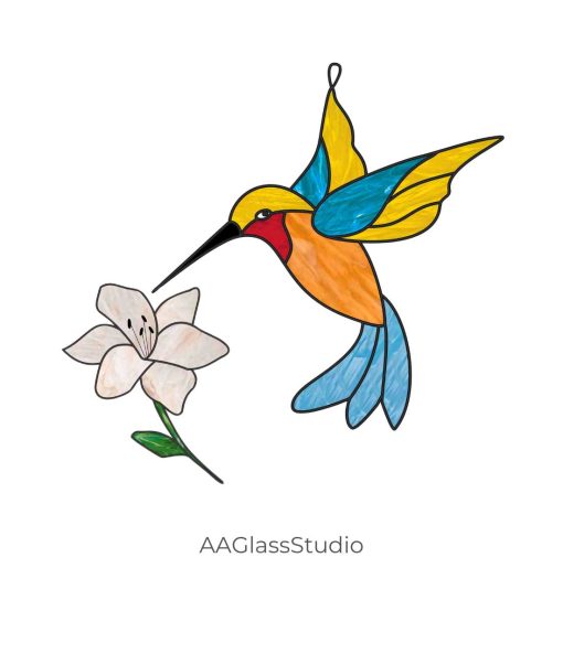 Hummingbird Stained Glass Pattern For Beginner Set 2 - window decor