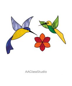 Hummingbird Stained Glass Pattern For Beginner Set 4 - window decor