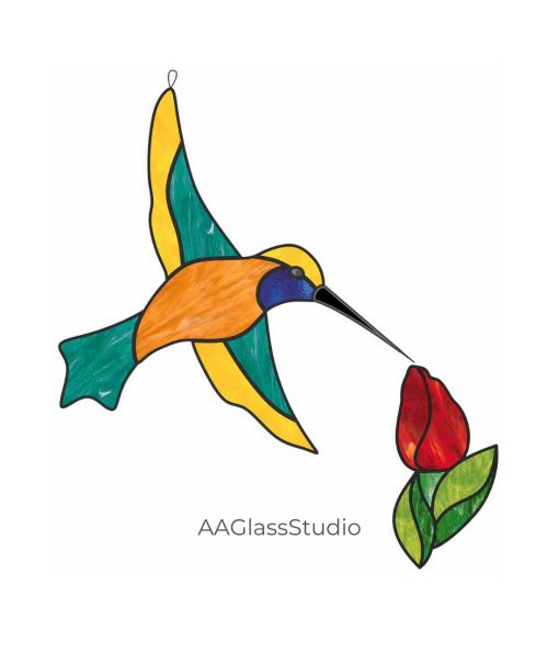 Hummingbird Stained Glass Pattern For Beginner Set 1 - window decor