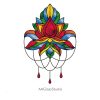 Indian Lotus Stained Glass Pattern - window decor