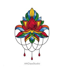 Indian Lotus Stained Glass Pattern - window decor