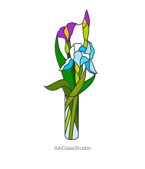 Charming Iris Stained Glass Pattern: Perfect Gift Idea! - window decor