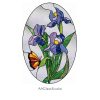 Butterfly and Iris Stained Glass Pattern - window decor