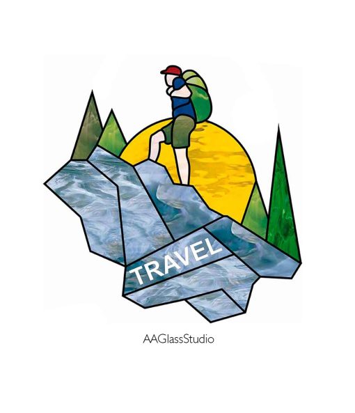 Travel Mountain Stained Glass Pattern