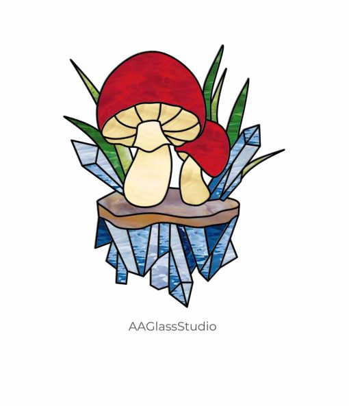 Magical Mushroom Stained Glass Pattern for Enchanted Homes - window decor