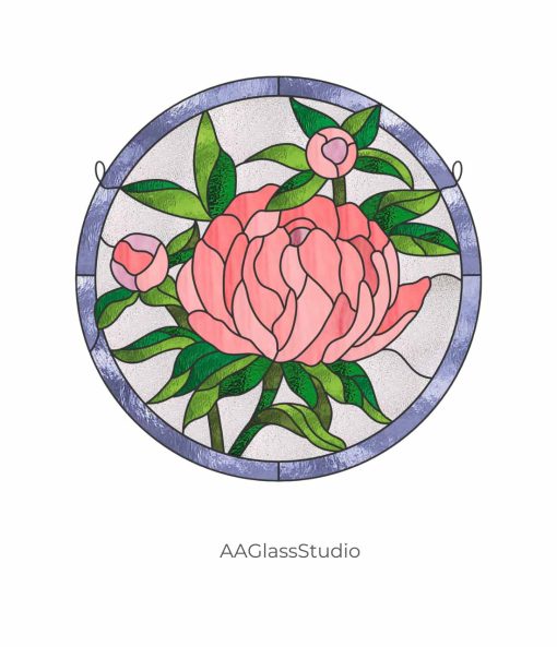 Captivating 12" Peony Stained Glass Pattern for Home Decor