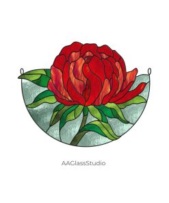 Elegant Peony Stained Glass Pattern for Garden Decor - window decor