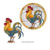 Rooster Stained Glass Pattern Décor Rustic - window decor