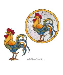 Rooster Stained Glass Pattern Décor Rustic - window decor