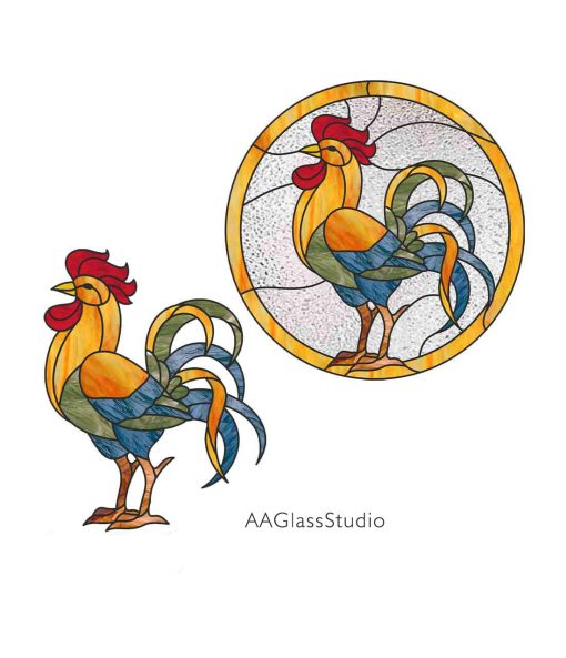 Rooster Stained Glass Pattern Décor Rustic - window decor