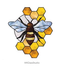 Stained Glass Bee Pattern Honeycomb Window Décor - window decor