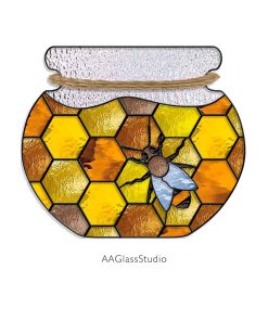 Stained Glass Bee Pattern Jar Honeycomb Window Hangings - window decor