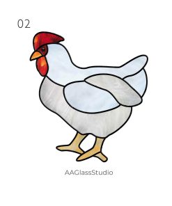 Stained Glass Chicken Pattern 2 - window decor