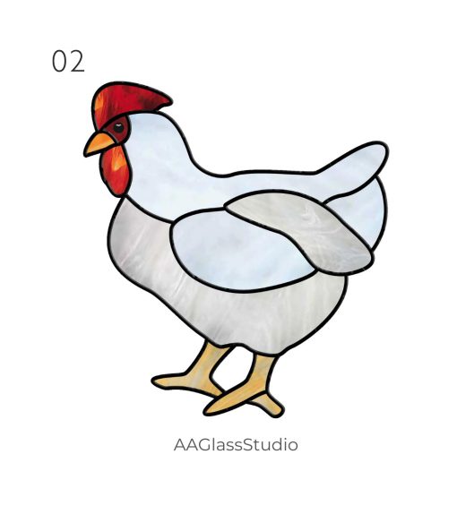 Stained Glass Chicken Pattern 2 - window decor