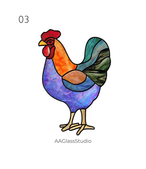 Stained Glass Chicken Pattern 3 - window decor