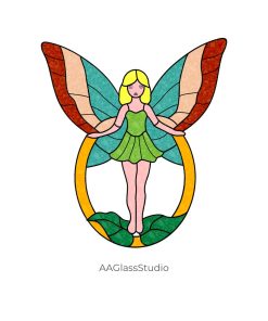 Discover Magic: Stained Glass Fairy Pattern Charm - window decor