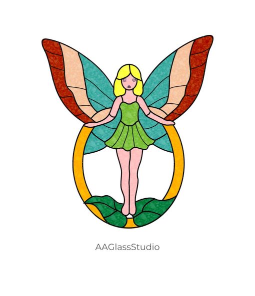 Discover Magic: Stained Glass Fairy Pattern Charm - window decor