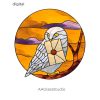 Stained Glass Owl Pattern Owl Hedwig For Fans 10" - window decor