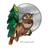 Stained Glass Owl Pattern On A Branch Pine Tree