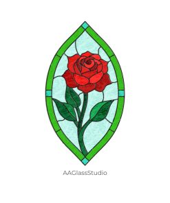 Elegant Simplicity: Simple Stained Glass Rose Pattern - window decor