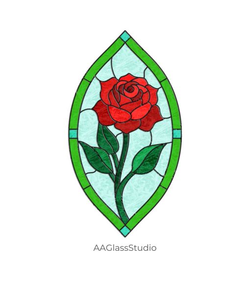 Elegant Simplicity: Simple Stained Glass Rose Pattern - window decor