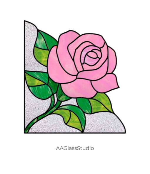 Rose Stained Glass Pattern: Corner Elegant Decor