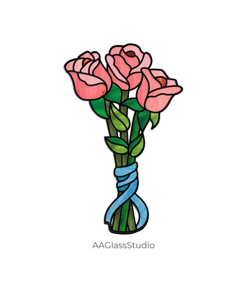 Delight Elegant Bouquet Stained Glass Rose Pattern