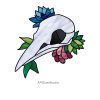 Raven stained-glass-skull-pattern